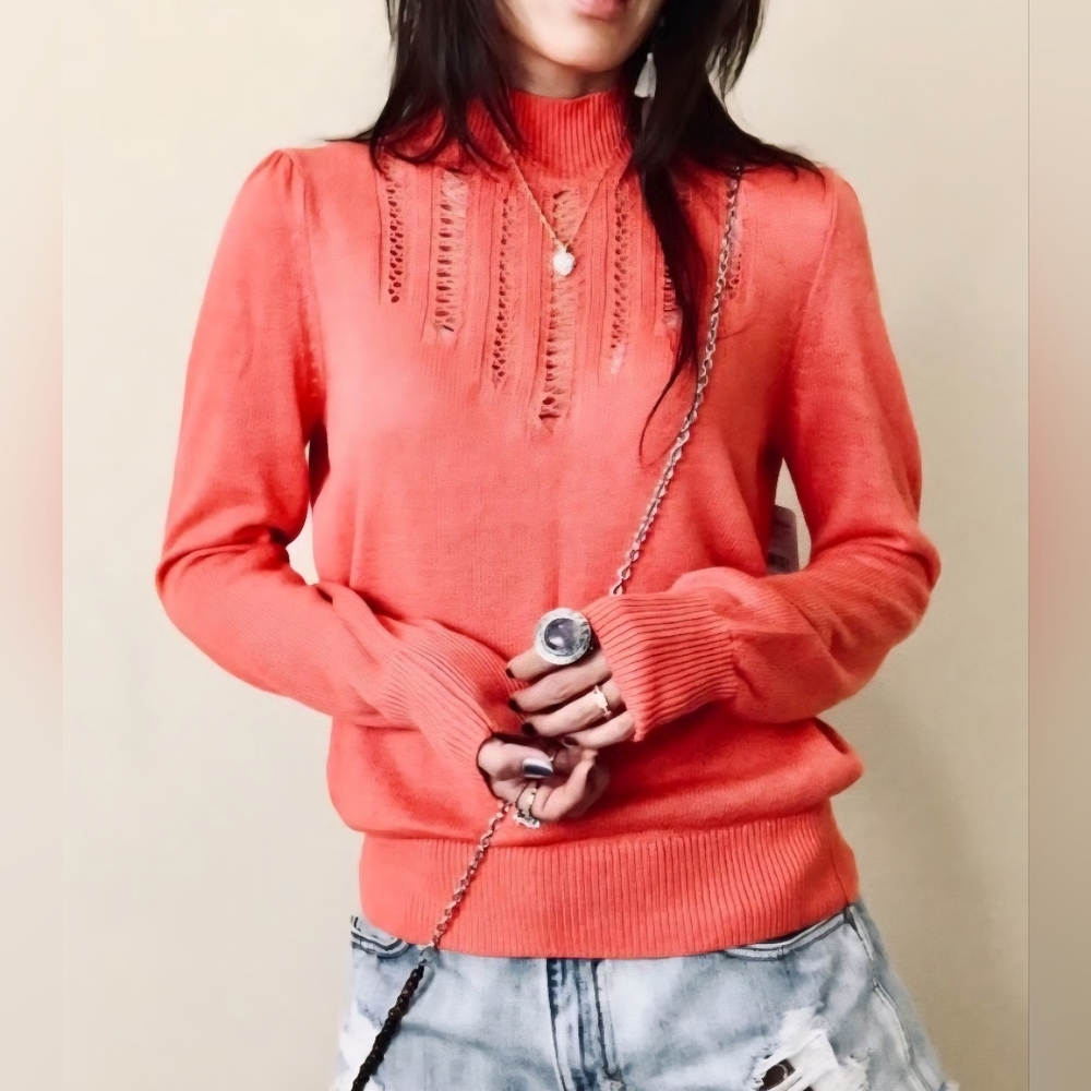Free People Pink Knit Long Sleeve Top